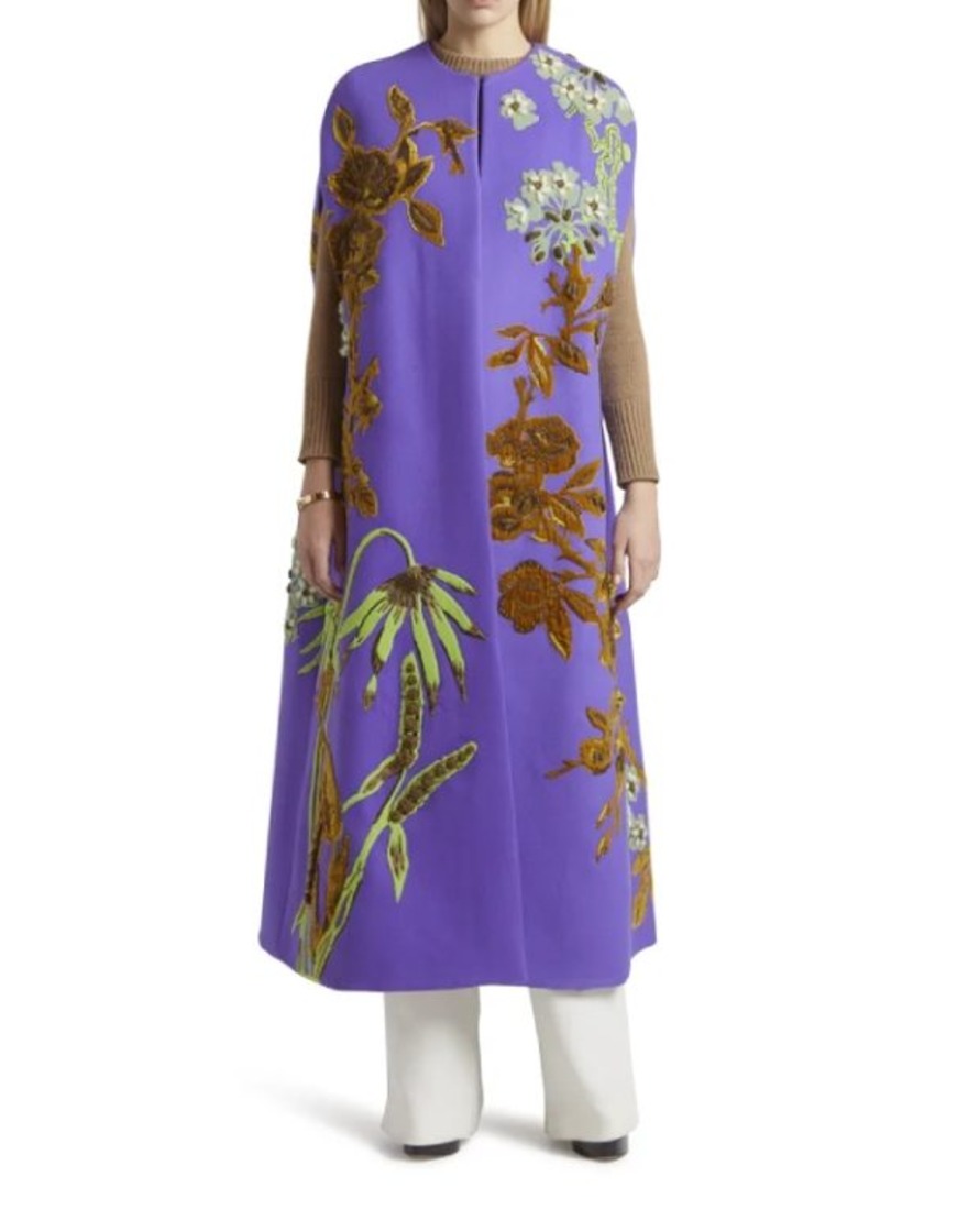 Emily Cooper Series Emily In Paris S04 Lily Collins Purple Floral Cape Coat