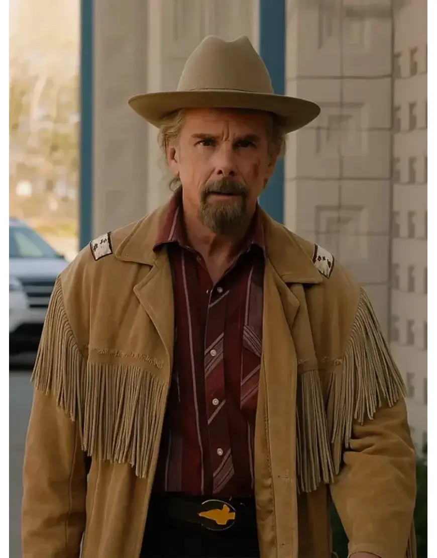 The Lowdown 2025 Ethan Hawke Suede Fringe Jacket