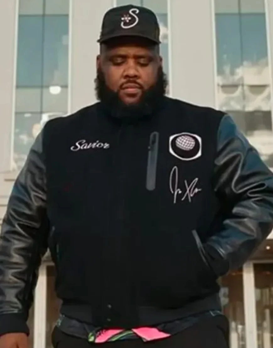 Jae Tips Savior Destroyer Black Wool & Leather Varsity Jacket