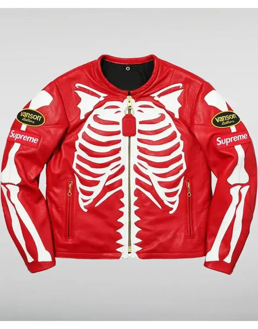 Supreme X Vanson Leather Bones Red Jacket